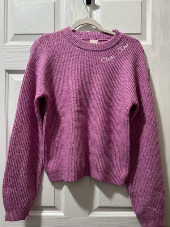 a new day Tops - a new day Lavender-Pink Ribbed Crewneck Sweater